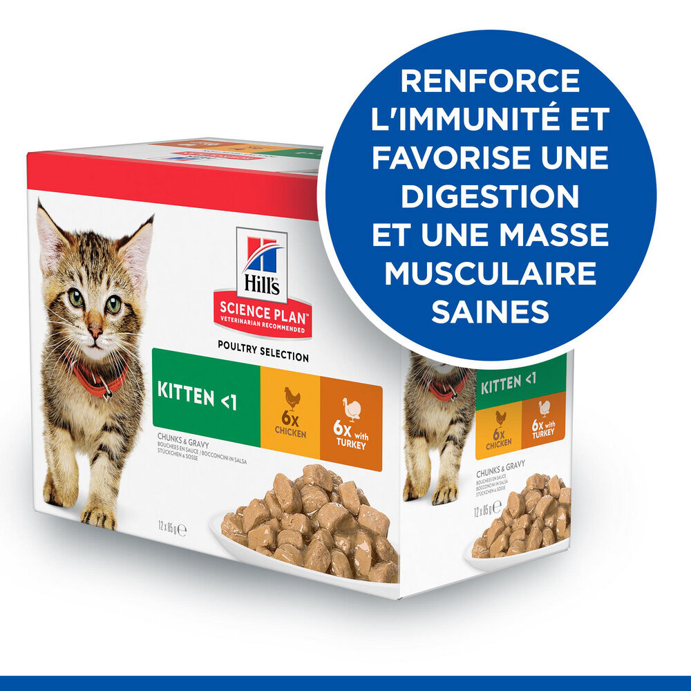 Hill's Science Plan - Multipack Kitten en Sauce Poulet et Dinde pour Chatons - 12x85g Image num&eacute;ro 2