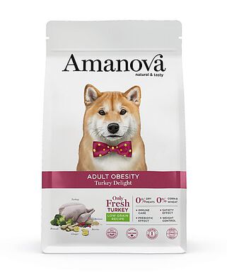 Amanova - Croquettes Adult Obisity à la Dinde pour Chiens - 10Kg