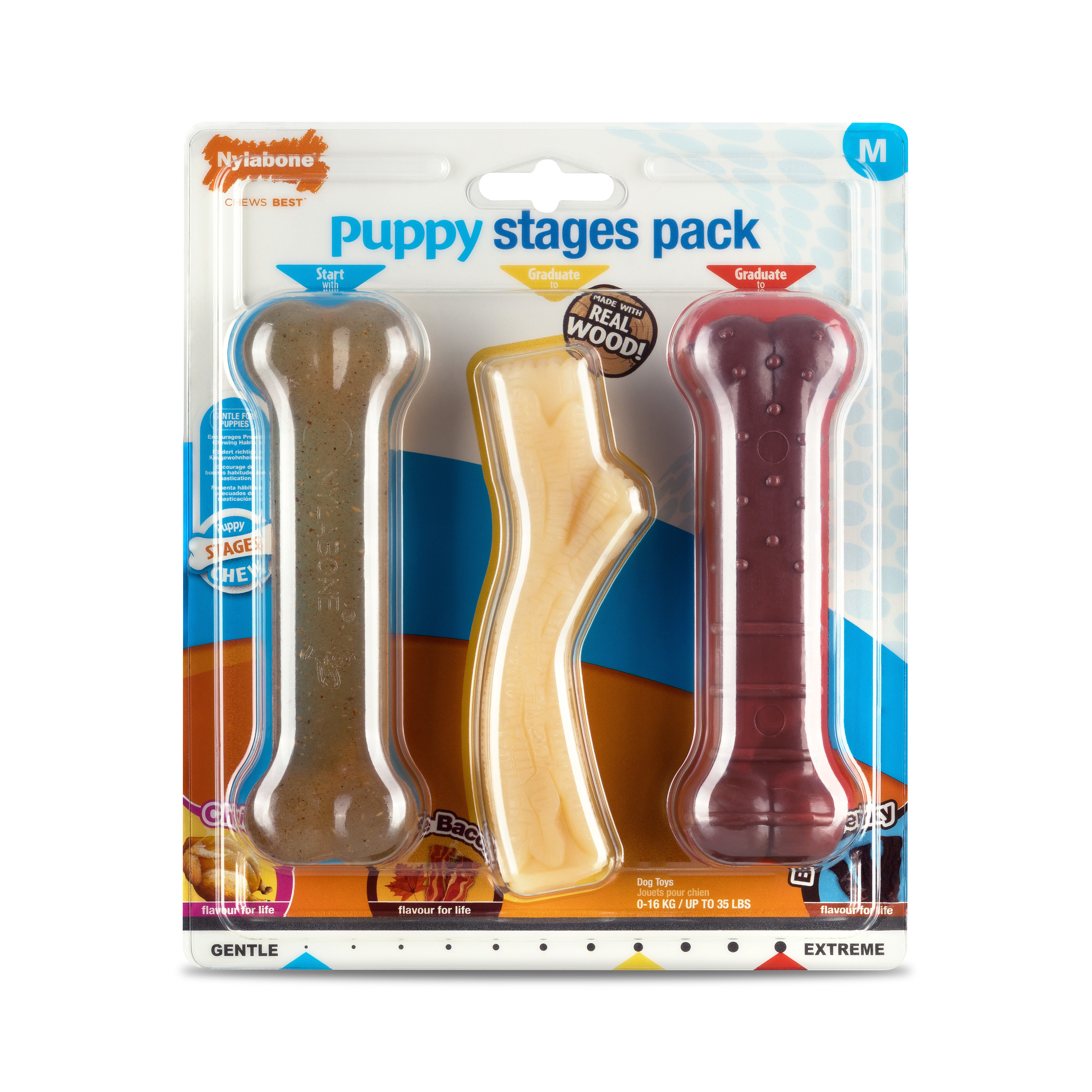 Nylabone - Jouet &agrave; M&acirc;cher  Puppy Stages Pack Poulet Bacon et B&oelig;uf - M Image num&eacute;ro 1