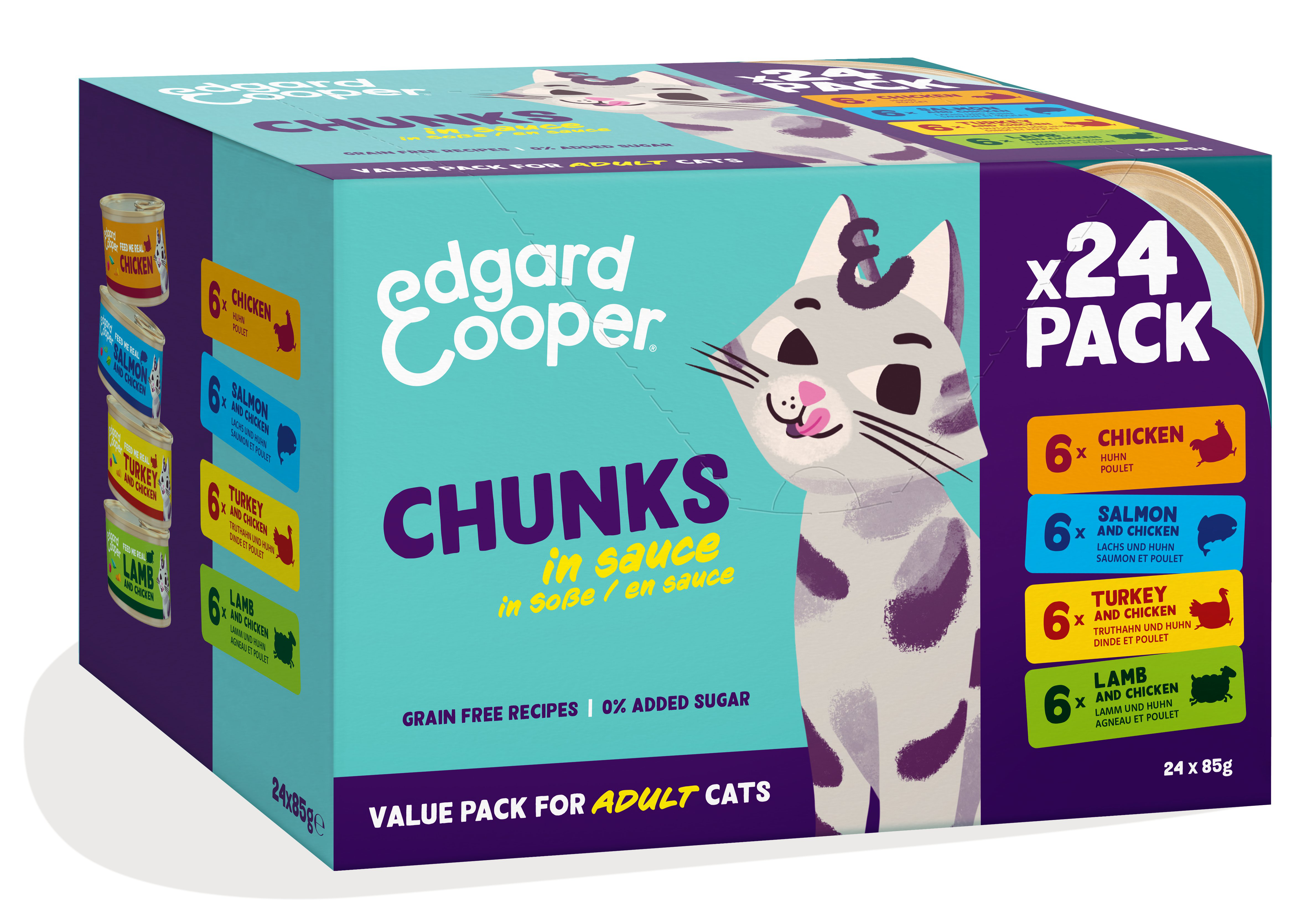 Edgard & Cooper - Mulitpack Bouch&eacute;es en Sauce en Morceaux pour Chat - 24x85g Image num&eacute;ro 1