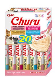 Inaba - Kit Friandises Churu Variétés Fruits de Mer pour Chats - 20x14g