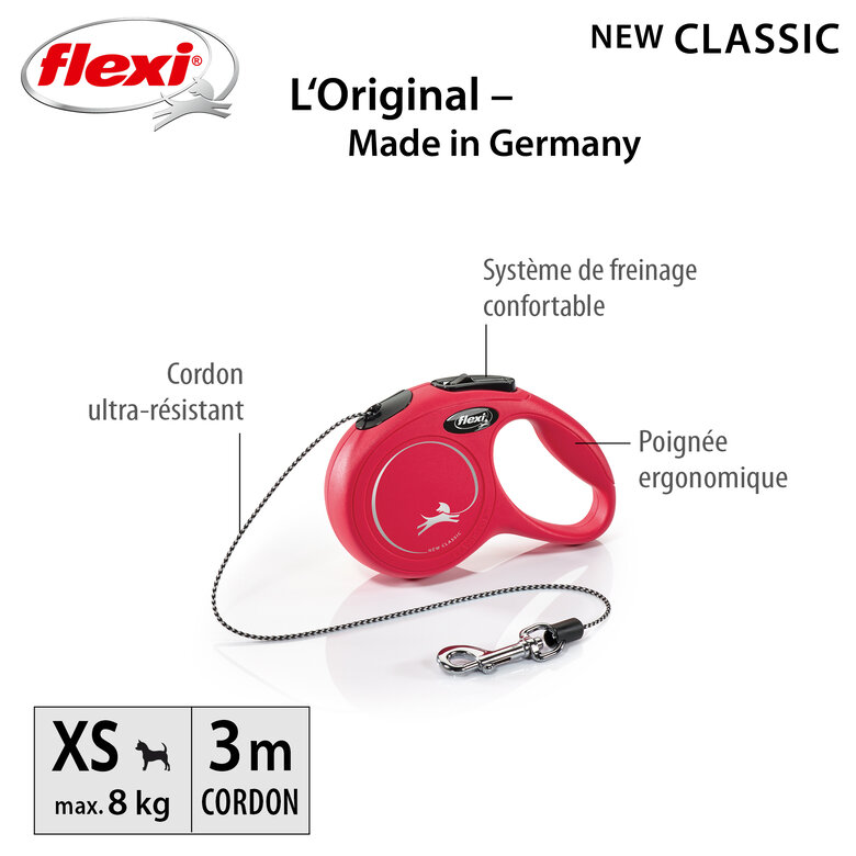 Flexi - Laisse Classic avec Cordon Rouge pour Chien - XS 3m Image numéro 6 Flexi - Laisse Classic avec Cordon Rouge pour Chien - XS 3m Image numéro 6
