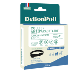DeBonPoil - Collier Antiparasitaire pour Moyen Chien - Noir