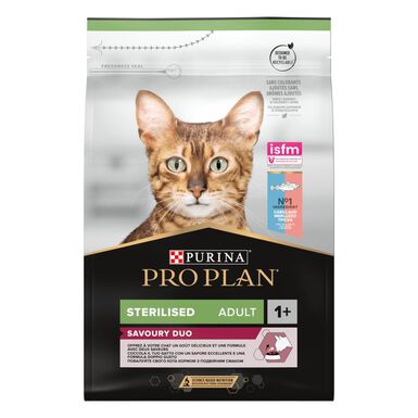 Pro Plan - Croquettes SAVOURY DUO Sterilised au Cabillaud pour Chat Adulte Stérilisé - 3Kg