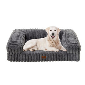 Leeby - Sofa en Velours C&ocirc;tel&eacute; pour Chien - Gris