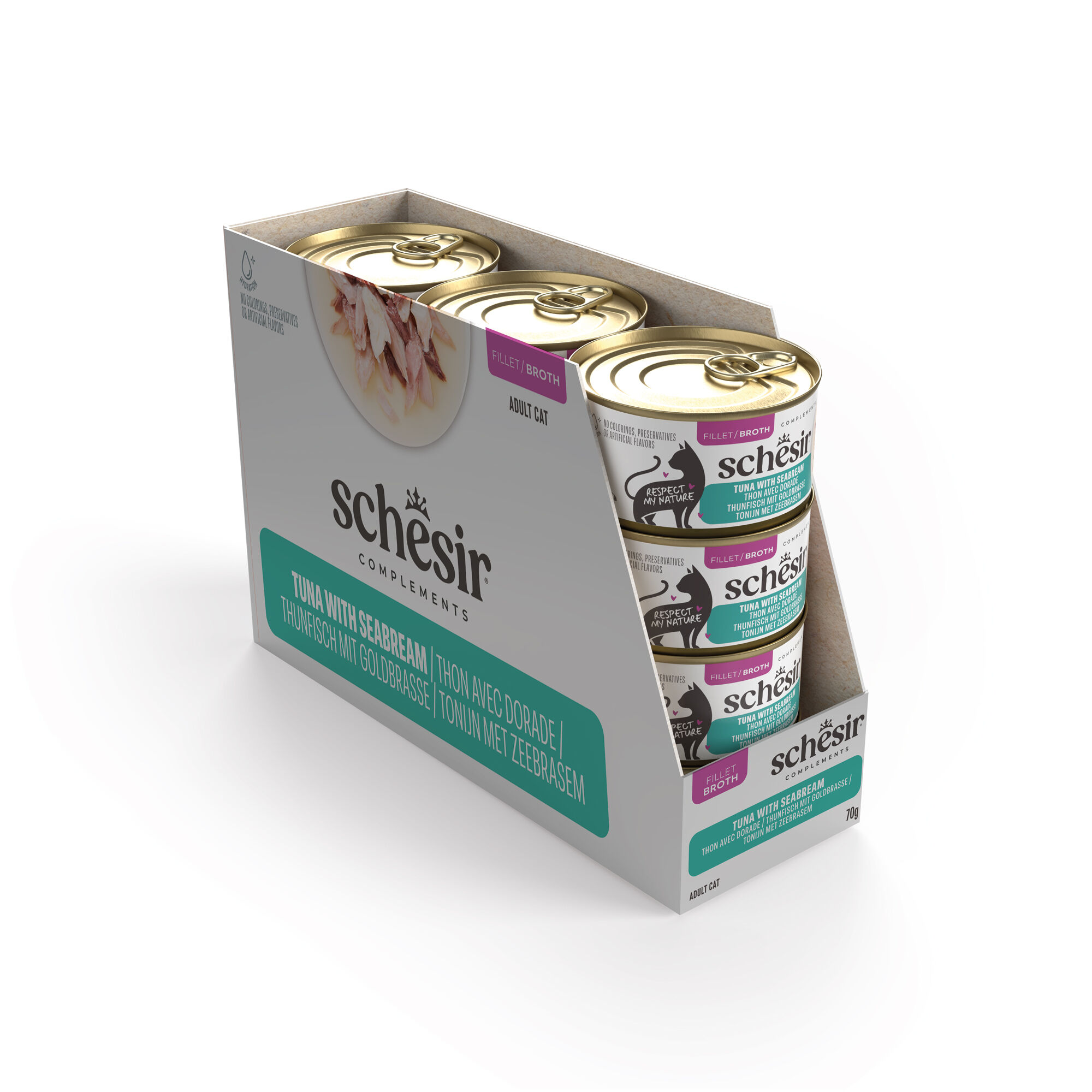 Schesir - P&acirc;t&eacute;e en Gel&eacute;e Thon et Daurade En Bouillon Pour Chats - 70g Image num&eacute;ro 3