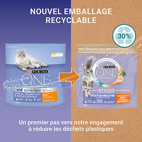 Purina One - Croquettes au Poulet et C&eacute;r&eacute;ales Sp&eacute;cial Pelage et Boules de Poils pour Chat Adulte - 1,5Kg Image num&eacute;ro 7