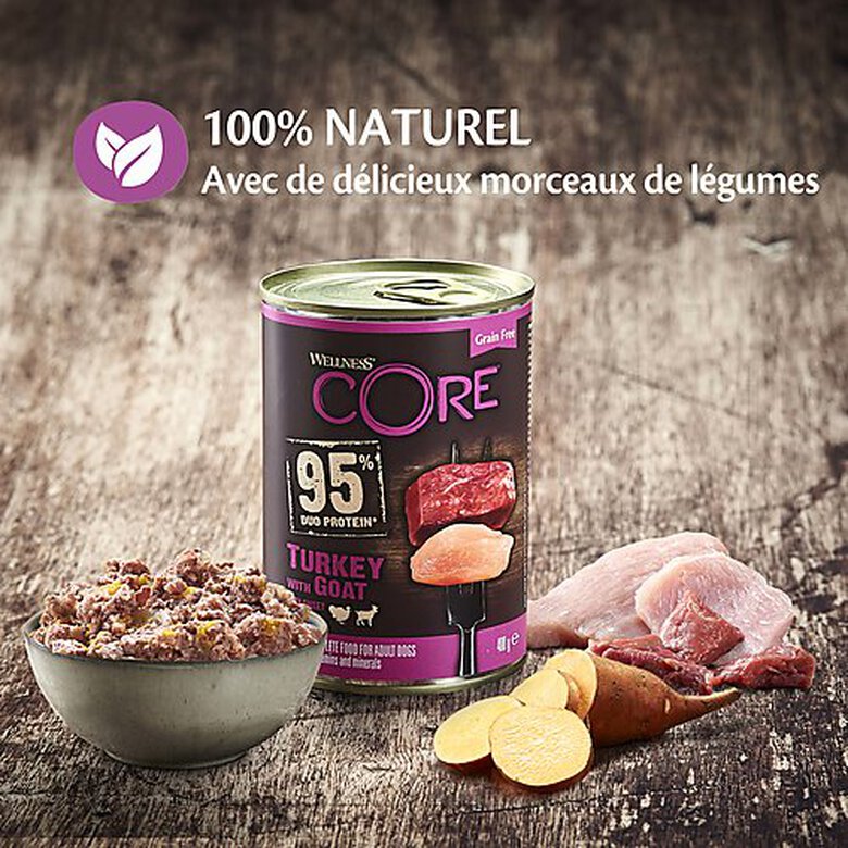 Wellness CORE - Repas Complet 95% de Dinde et Chèvre pour Chien - 400g image number null
