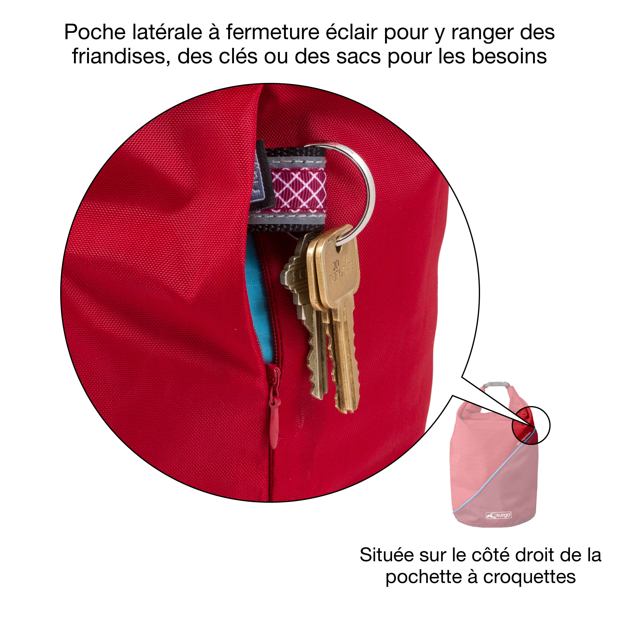 Kurgo - Sac de Transport Croquettes pour Chiens - Rouge Image num&eacute;ro 4