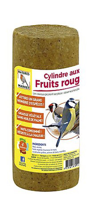 Natures Markets - Cylindre Graisse Végétale aux Fruits Rouges pour Oiseaux du Ciel - 850g image number null