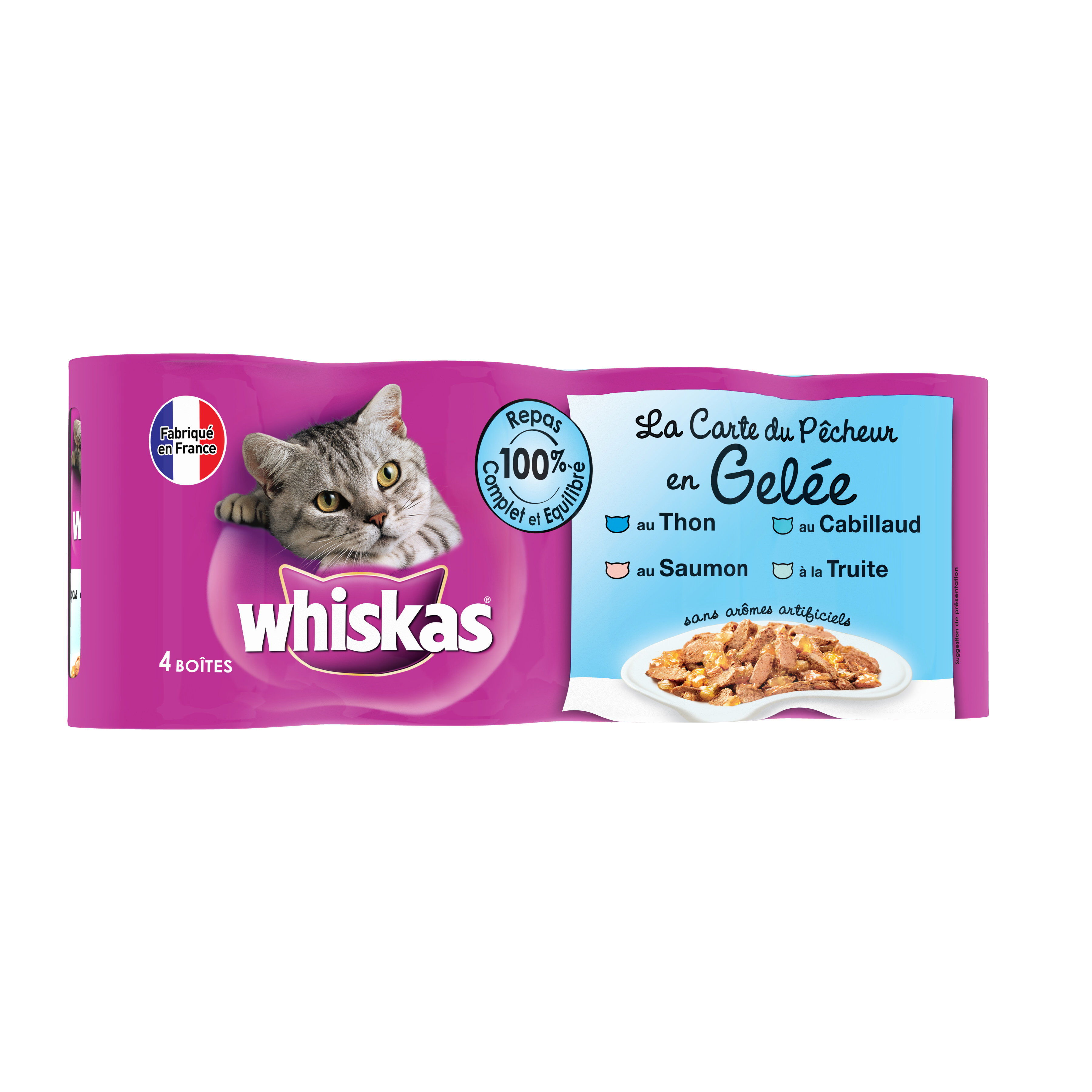 Whiskas - Bo&icirc;tes La Carte du P&ecirc;cheur en Gel&eacute;e pour Chat - 4x390g Image num&eacute;ro 1