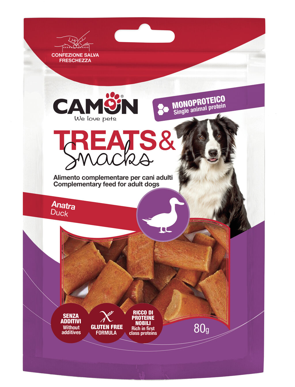 Camon - Friandises Treats & Snacks au Canard pour Chiens - 80g Image num&eacute;ro 1