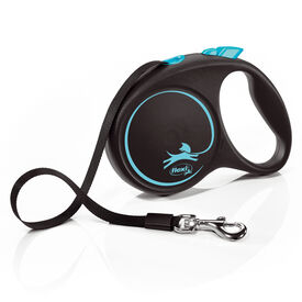 Flexi - Laisse à Enrouleur Black Design M Sangle - 5m Noir/Bleu