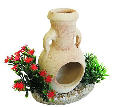 Sydeco - Décoration pour Aquarium Amphore Fleurs - 15 cm