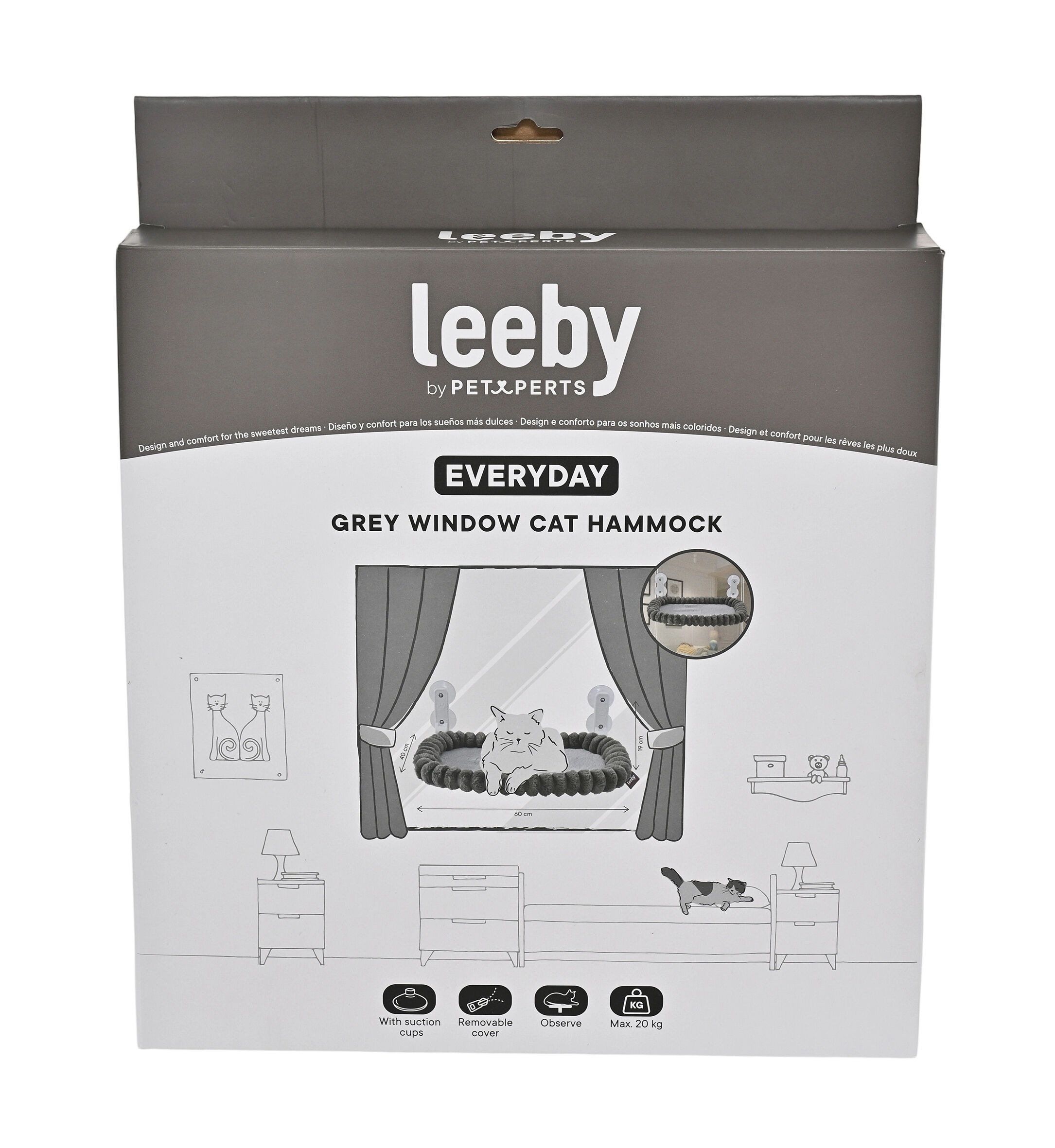 Leeby- Hamac Confort pour Chats - Gris Image num&eacute;ro 2