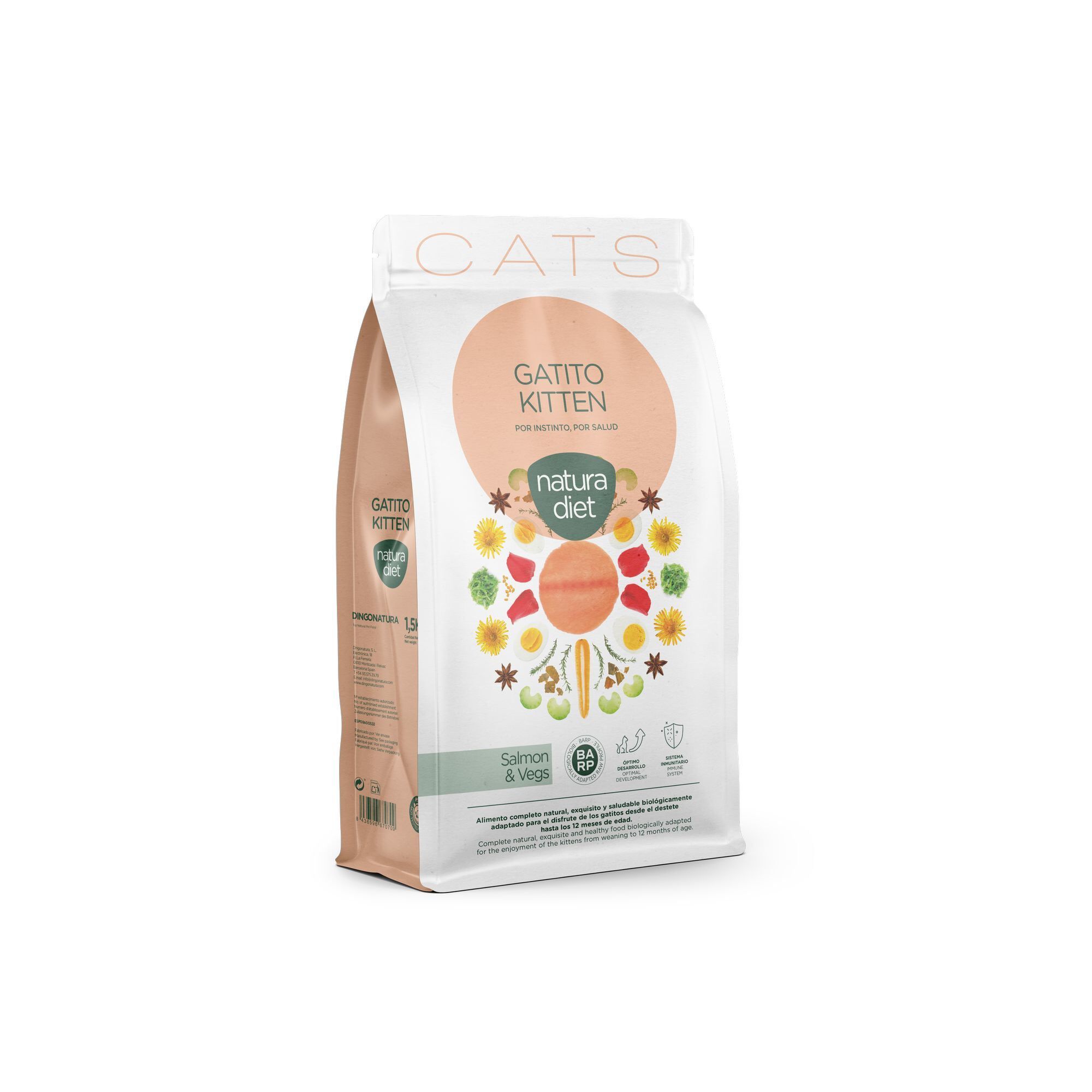 Natura Diet - Croquettes Kitten au Saumon pour Chaton - 1,5Kg Image num&eacute;ro 1