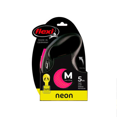 Flexi - Laisse Enrouleur Neon Sangle Rose - M/5m