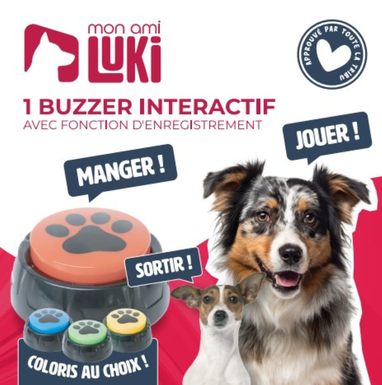 Mon Ami Luki - Jouet Educatif Buzzer Sonore Interactif pour Chiens et Chats - 9cm