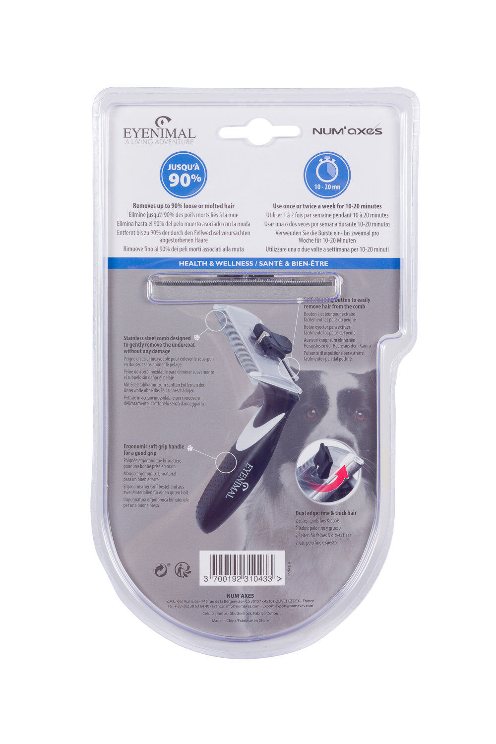 Eyenimal - Brosse Fur100 Anti-Mue pour Chiens et Chats - M Image num&eacute;ro 4