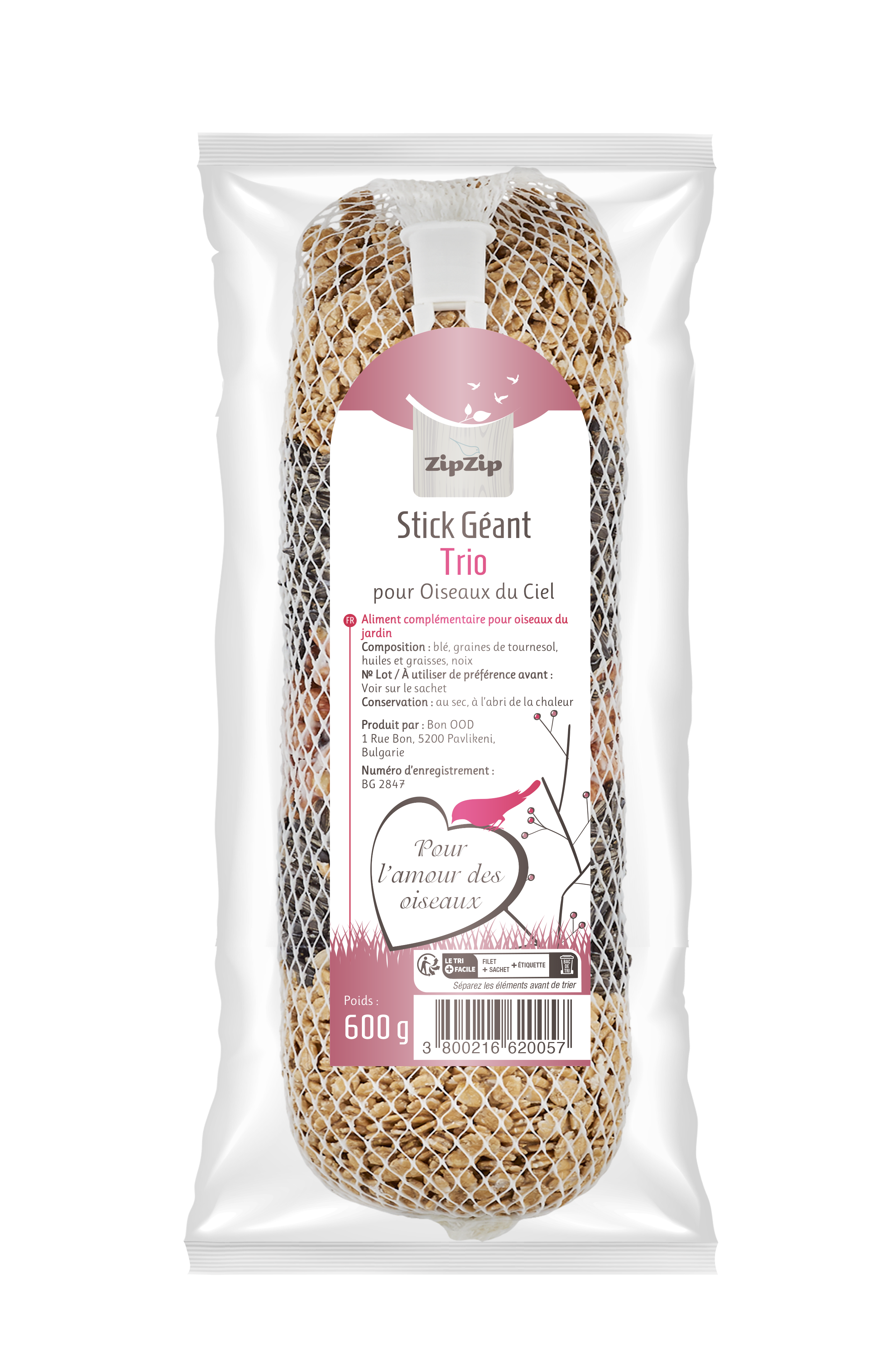 ZipZip - Stick G&eacute;ant Trio pour Oiseaux du Ciel - 600g Image num&eacute;ro 1