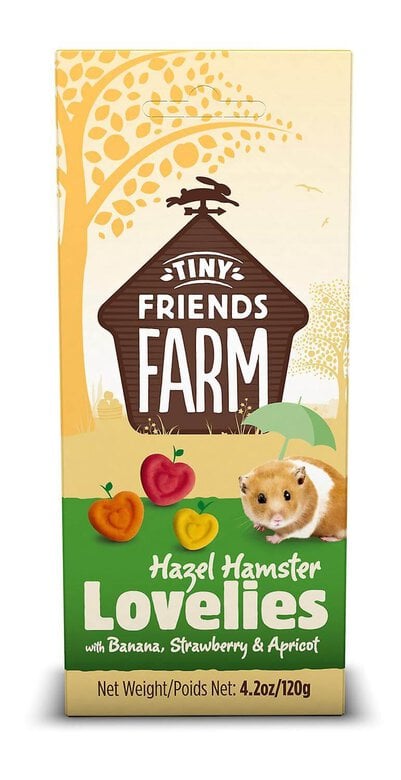 Tiny Friends Farm - Biscuits aux Fraises Bananes et Abricot pour Hamster - 120g Image numéro 1 Tiny Friends Farm - Biscuits aux Fraises Bananes et Abricot pour Hamster - 120g Image numéro 1