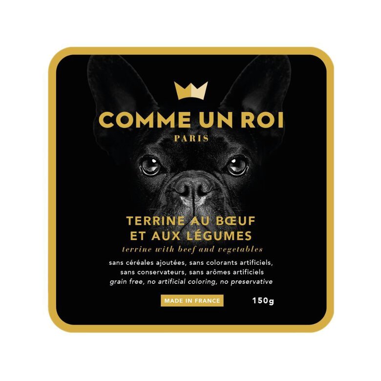Comme Un Roi - Terrine au Boeuf et aux Légumes pour Chien - 150g Image numéro 1 Comme Un Roi - Terrine au Boeuf et aux Légumes pour Chien - 150g Image numéro 1