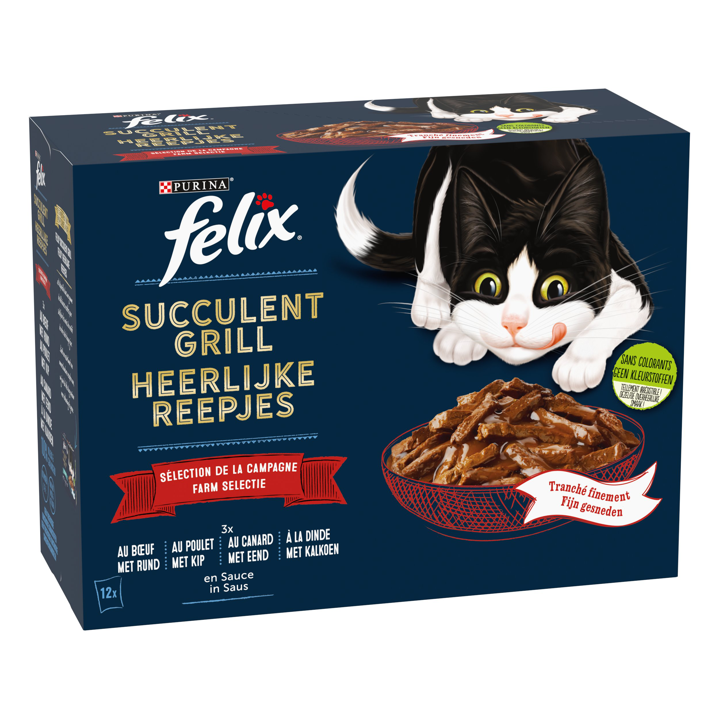 FELIX -  Pochons Succulent Grill Selection de la Campagne &agrave; la Viande en Sauce pour chats adultes  - 12X80g Image num&eacute;ro 1