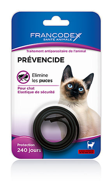 Francodex - Collier Prévencide Élimine les Puces pour Chat - Noir