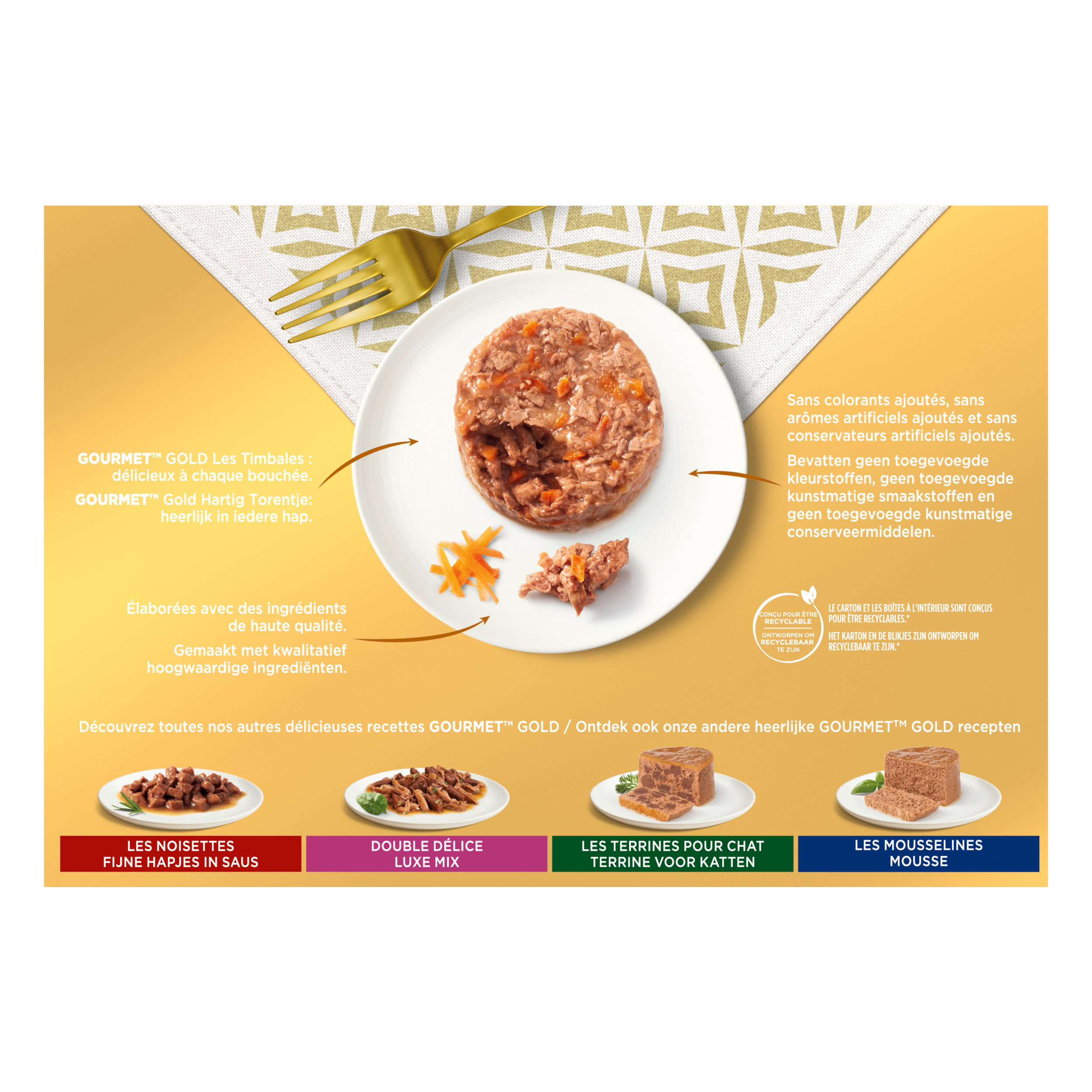 GOURMET - Bo&icirc;tes GOLD Les Timbales Multi Vari&eacute;t&eacute;s aux L&eacute;gumes pour Chats - 12x85g Image num&eacute;ro 2