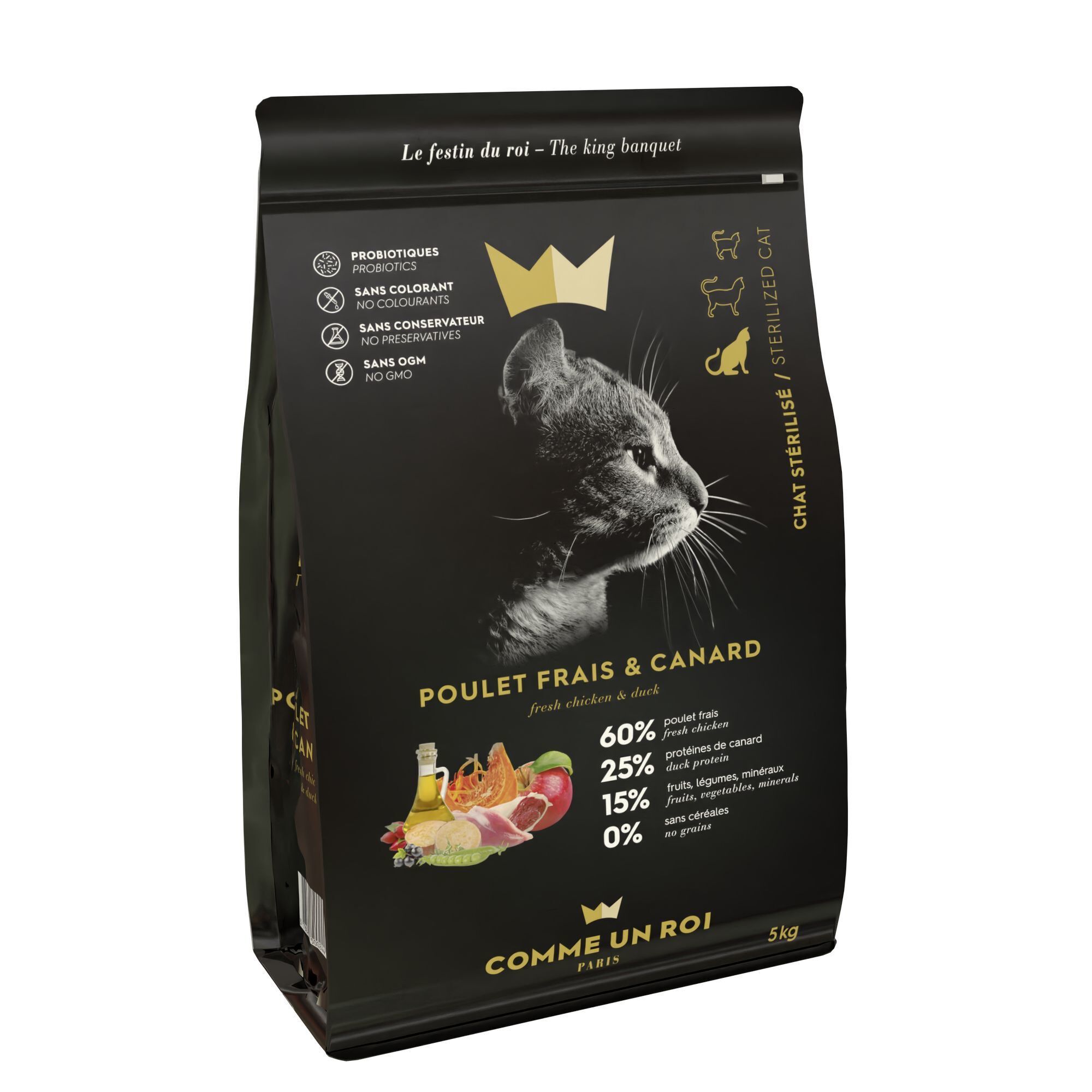 Comme Un Roi - Croquettes au Poulet frais et canard pour Chat St&eacute;rilis&eacute; - 5Kg Image num&eacute;ro 1