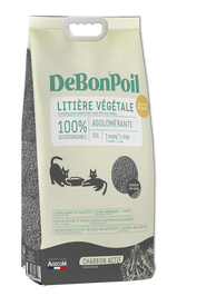DeBonPoil - Litière Végétale Agglomérante au Charbon pour Chat - 15L