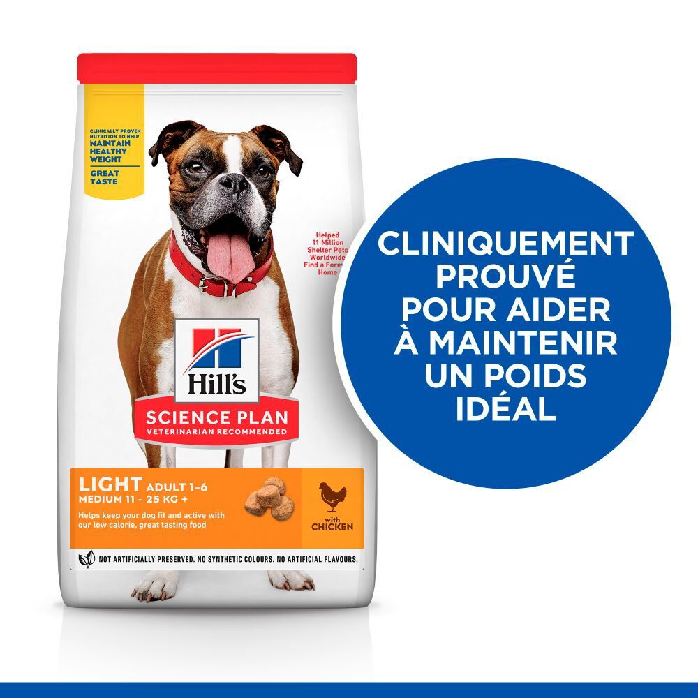 Hill's Science Plan - Adult Light Croquettes Pour Chien Au Poulet  -  2,5kg Image num&eacute;ro 2