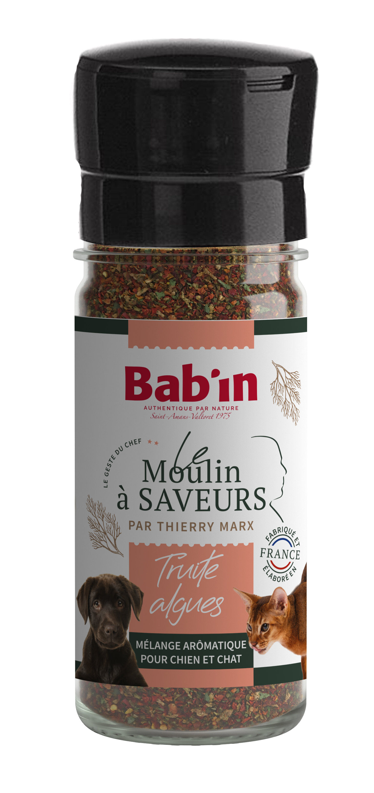 Bab'in - Moulin &agrave; Saveurs M&eacute;lange Aromatique Truite & Algue pour Chiens et Chats - 45g Image num&eacute;ro 1