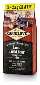 Carnilove - Croquettes Adulte à l'Agneau et Sanglier Sauvage pour Chien - 12+2Kg