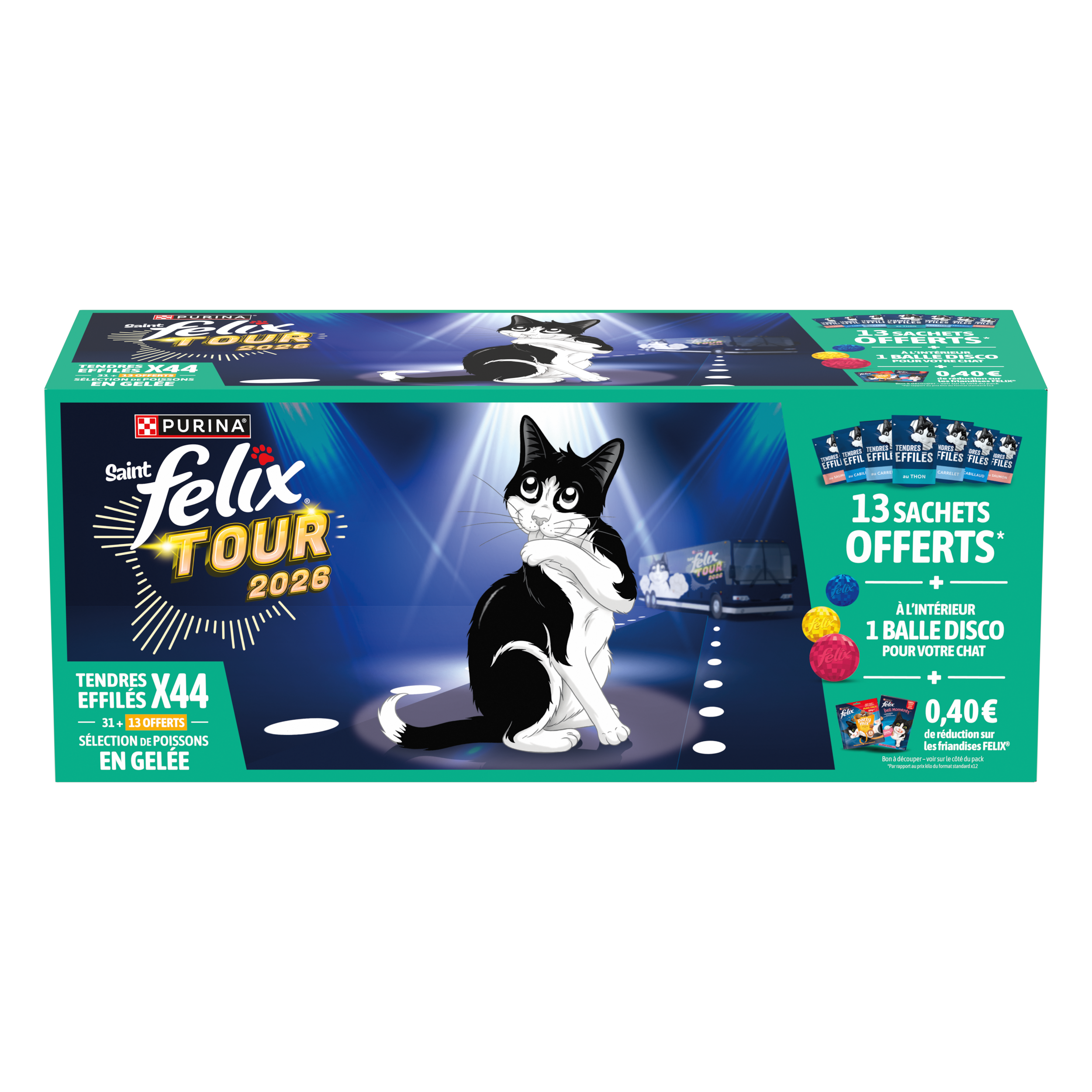 Felix - Tendres Effil&eacute;s en Gel&eacute;e S&eacute;lection De Poissons Pour Chats Adultes - 44x85g (31+13 Offerts) Image num&eacute;ro 3
