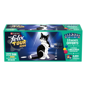 Felix - Tendres Effilés en Gelée Sélection De Poissons Pour Chats Adultes - 44x85g (31+13 Offerts)