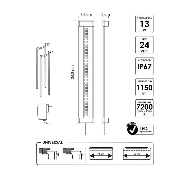Ciano - Eclairage Led CLE 40 Noir pour Aquarium d'Eau Douce Image numéro 5 Ciano - Eclairage Led CLE 40 Noir pour Aquarium d'Eau Douce Image numéro 5