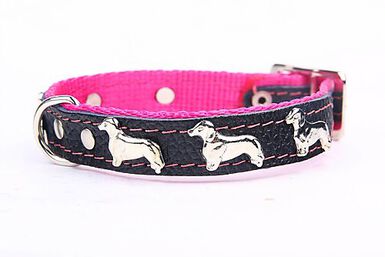 Yogipet - Collier Teckel Cuir Nylon pour Chien - Rose