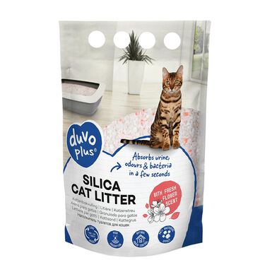 Duvoplus - Litière Premium Silica Fleurs Blanc/Rose pour Chats - 5L/2Kg