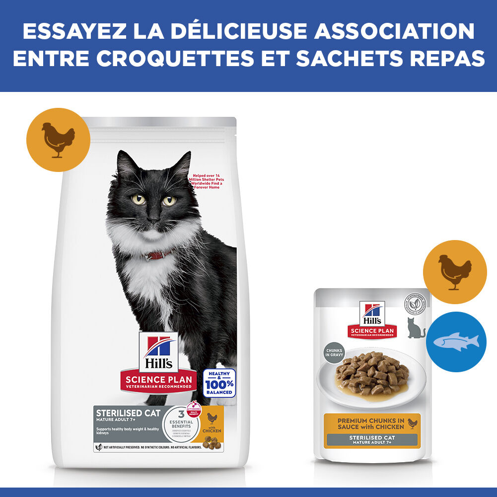Hill's Science Plan - Mature Adult Sterilised Cat Croquettes Pour Chat Ag&eacute; St&eacute;rilis&eacute; Au Poulet - 3kg Image num&eacute;ro 12