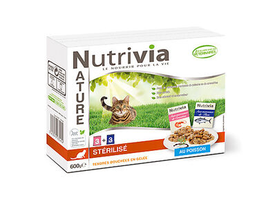 Nutrivia Nature - Sachets Bouchées Stérilisé en Gelée Poisson pour Chat - 6x100g