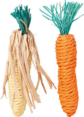 Trixie - Set jouet en paille épis de maïs/carotte, 15 cm, 2 Pcs