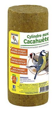 Natures Markets - Cylindre Graisse Végétale aux Cacahuètes pour Oiseaux du Ciel - 850g