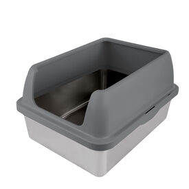 Nice Care - Bac &agrave; Liti&egrave;re Ouvert en Inox pour Chats - 40x31x53cm