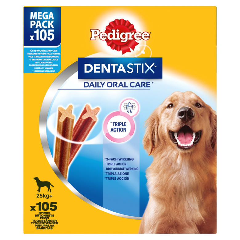 Pedigree - Batonnets à Mâcher Dentastix pour Grands Chiens - x105 Image numéro 1 Pedigree - Batonnets à Mâcher Dentastix pour Grands Chiens - x105 Image numéro 1