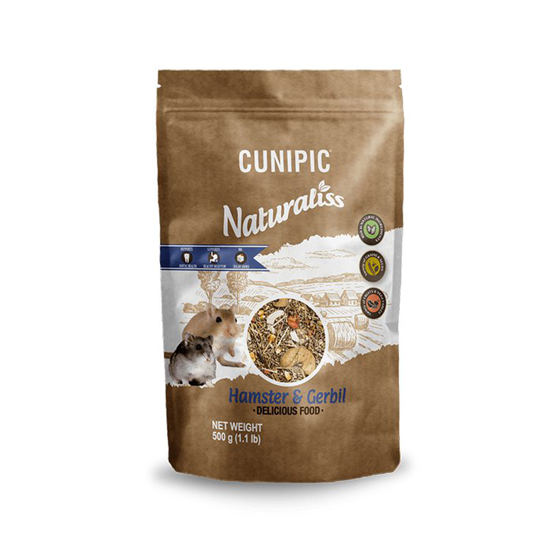 Cunipic - Aliment  Naturaliss pour Hamsters & Gerbilles - 500g Image numéro 1 Cunipic - Aliment  Naturaliss pour Hamsters & Gerbilles - 500g Image numéro 1
