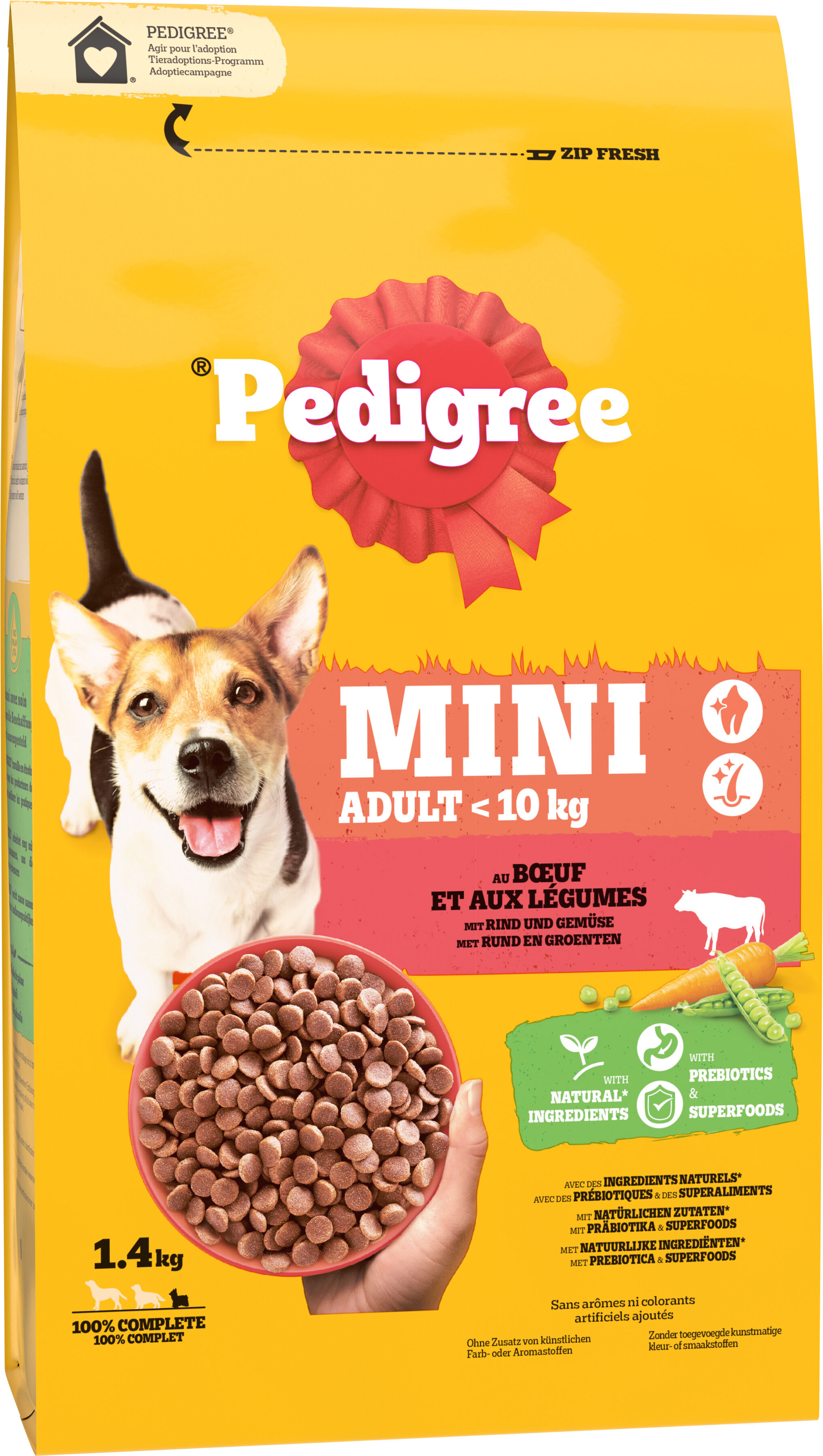 PEDIGREE - Croquettes ADULT MINI au Boeuf et L&eacute;gumes pour Chiens - 1,4kg Image num&eacute;ro 1