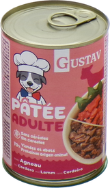 Gustav - Pâtée Adulte  à l'Agneau pour Chiens - 400g