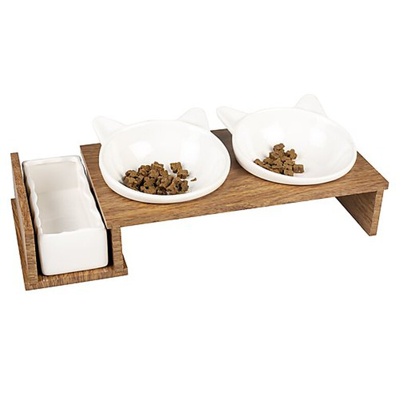 Duvoplus - Ecuelle Double Dinner Blanc et Bois pour Chat - 41,5cm Image numéro 3 Duvoplus - Ecuelle Double Dinner Blanc et Bois pour Chat - 41,5cm Image numéro 3