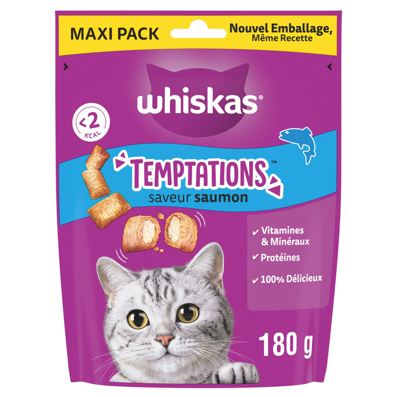 Whiskas - Friandises Temptations au Saumon pour Chats - 180g Image numéro 1 Whiskas - Friandises Temptations au Saumon pour Chats - 180g Image numéro 1